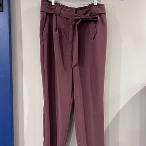 Mauve Paperbag High Waist Pant with Pockets